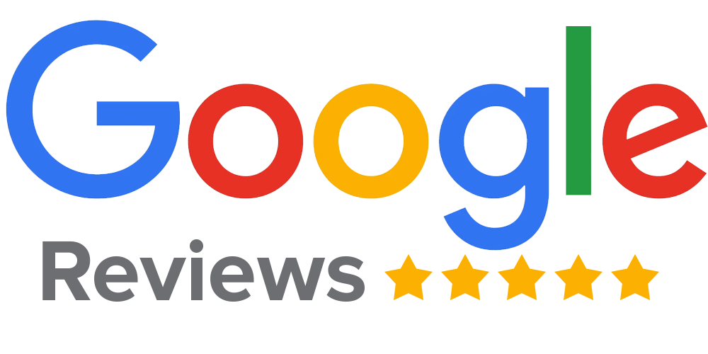 Google Reviews logo with five stars.